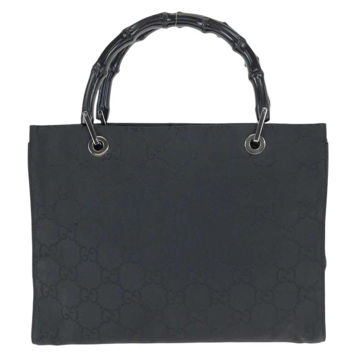 Gucci Bamboo GG Pattern Black Silver Nylon Tote — view 2