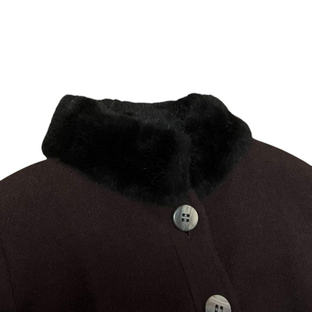 Saint Laurent Yves Vintage Brown Wool Nylon Faux Fur Shoulder Bag — view 3