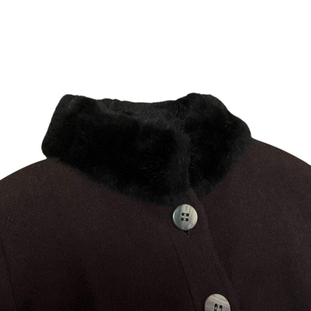 Saint Laurent Yves Vintage Brown Wool Nylon Faux Fur Shoulder Bag — view 3