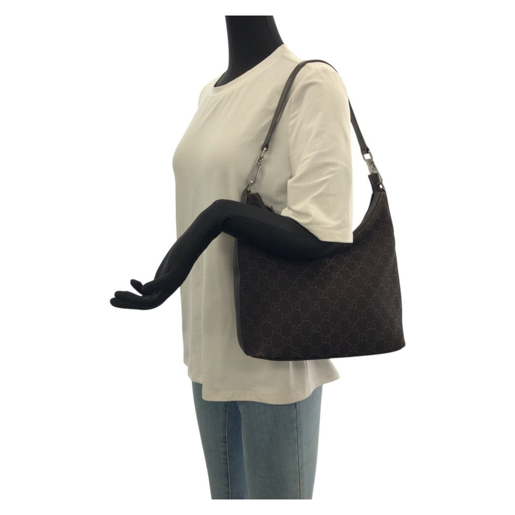 Gucci Hobo Brown Dark Silver GG Canvas Leather — view 7