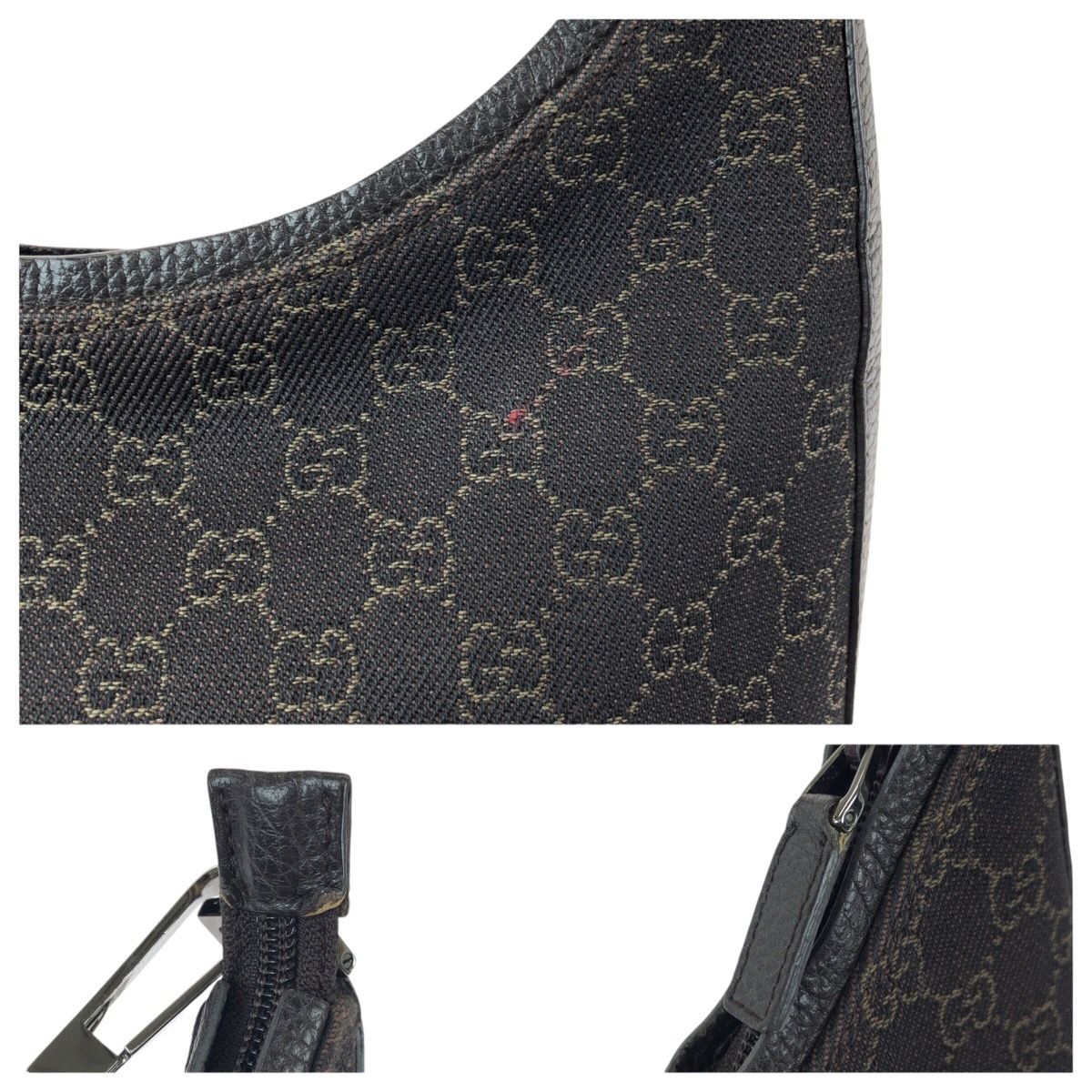 Gucci Hobo Brown Dark Silver GG Canvas Leather — view 5