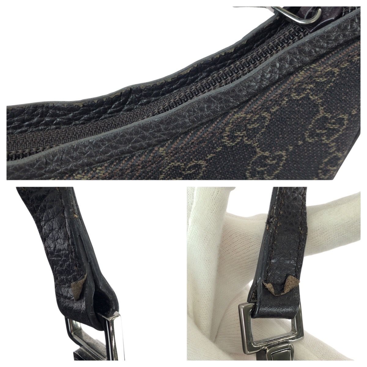 Gucci Hobo Brown Dark Silver GG Canvas Leather — view 6