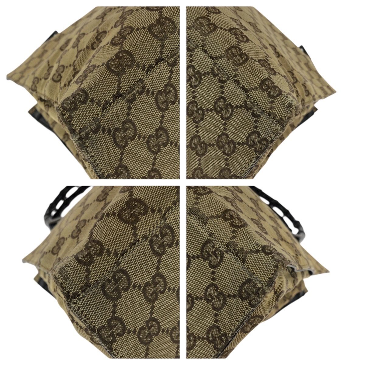 Gucci Bamboo Beige Brown Gunmetal GG Canvas 002 Tote — view 3