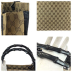 Gucci Bamboo Beige Brown Gunmetal GG Canvas 002 Tote — view 5
