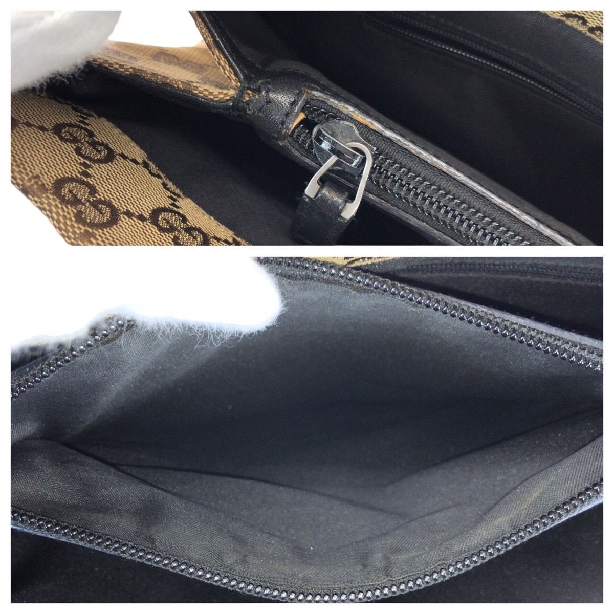 Gucci Bamboo Beige Brown Gunmetal GG Canvas 002 Tote — view 6