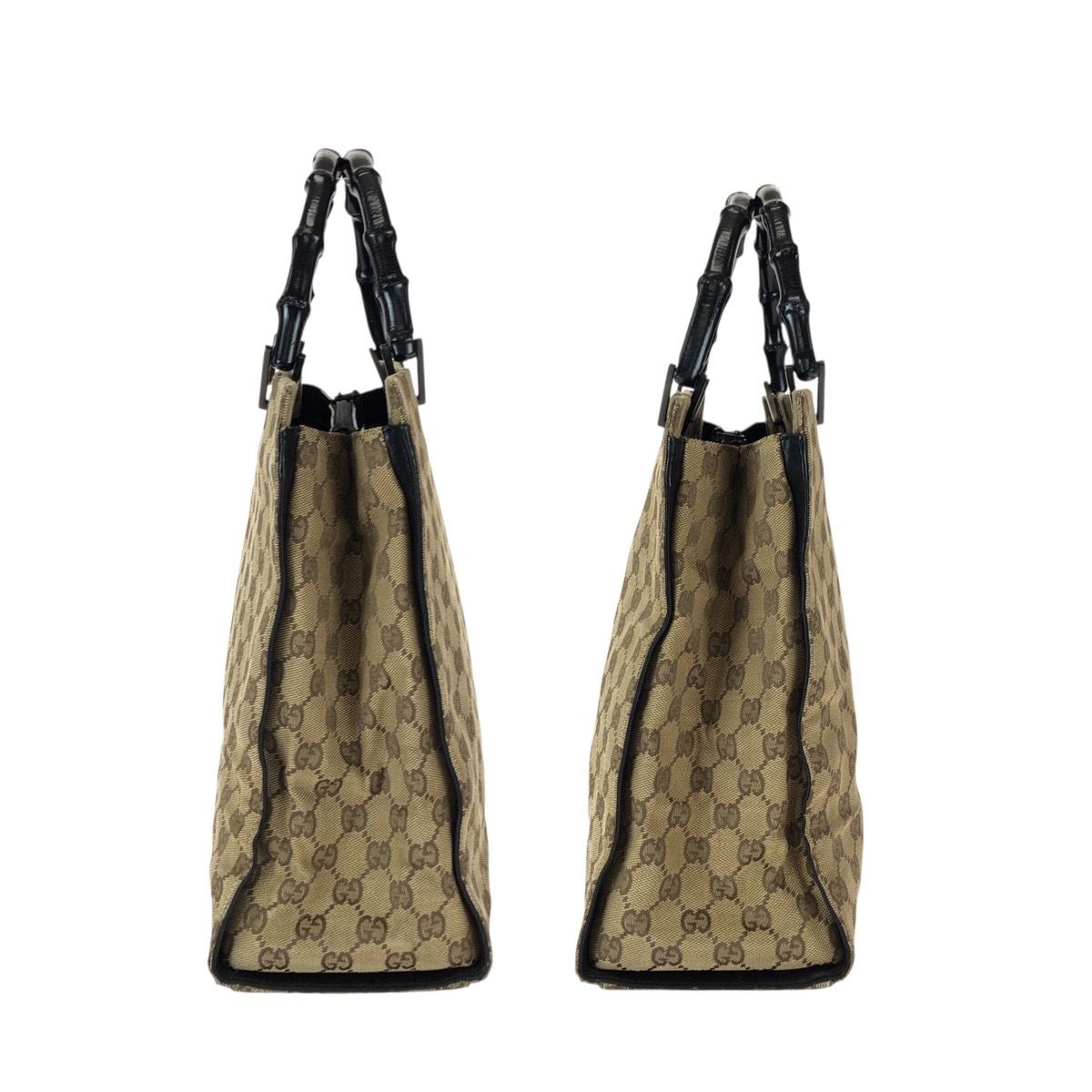 Gucci Bamboo Beige Brown Gunmetal GG Canvas 002 Tote — view 8