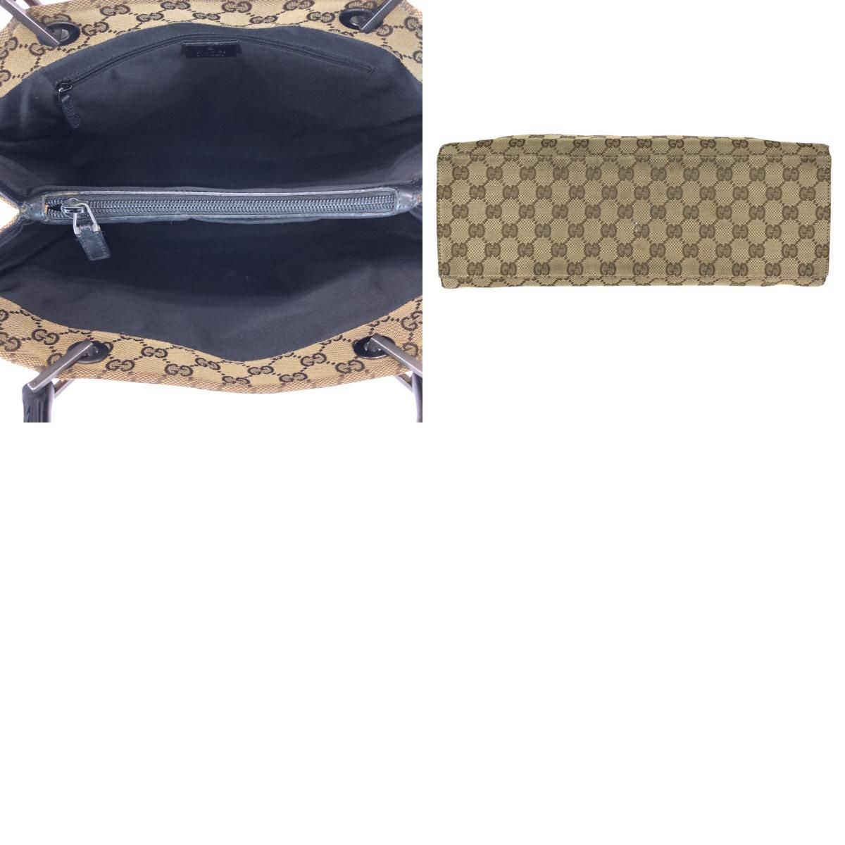 Gucci Bamboo Beige Brown Gunmetal GG Canvas 002 Tote — view 9