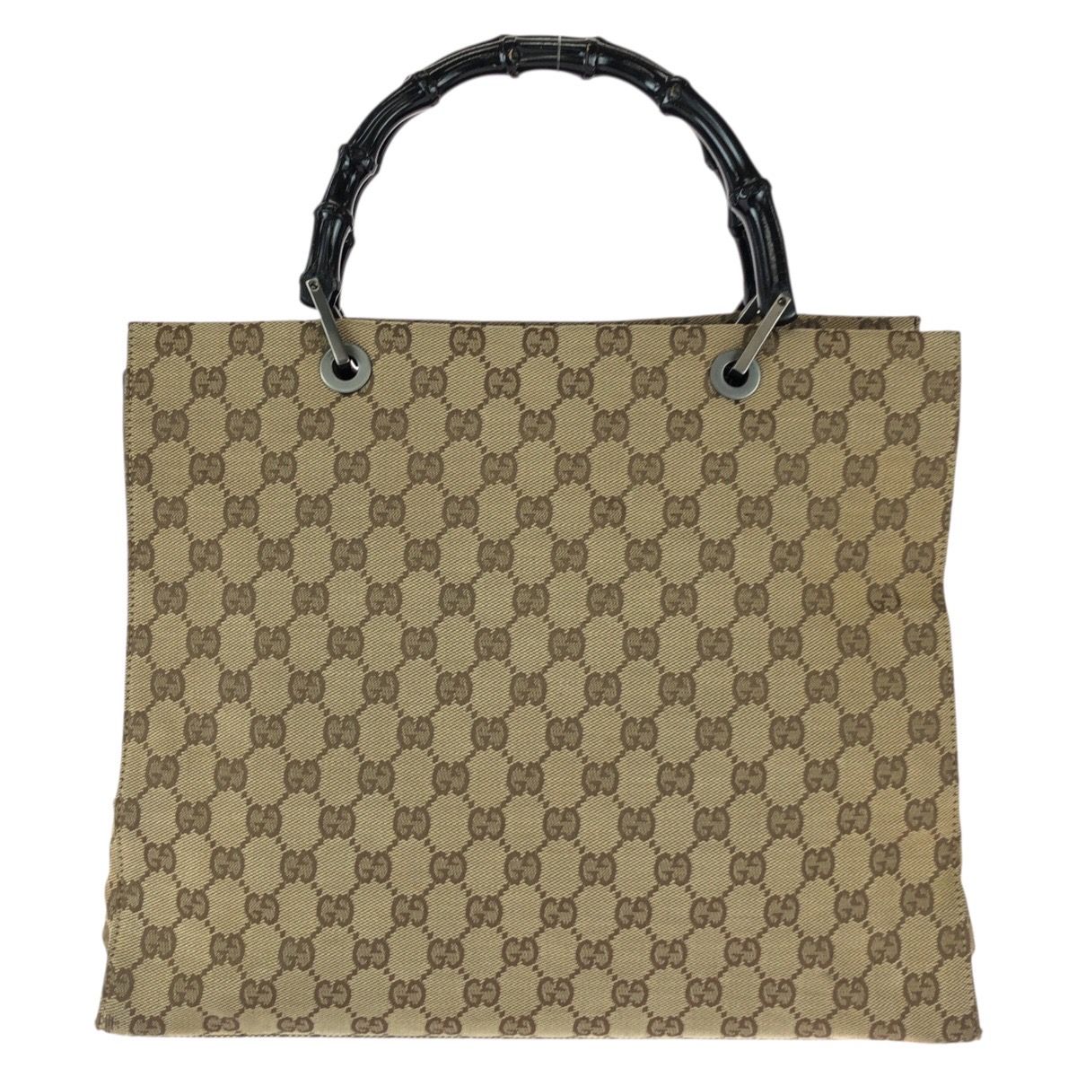 Gucci Bamboo Beige Brown Gunmetal GG Canvas 002 Tote — view 2