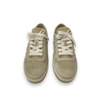 Prada Downtown Sneakers Shoes Delave Suede Beige Gold Logo — view 2