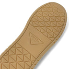 Prada Downtown Sneakers Shoes Delave Suede Beige Gold Logo — view 8