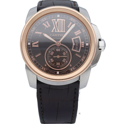 Cartier Caliber de Watch Box 18K Pink Gold SS Leather — view 2