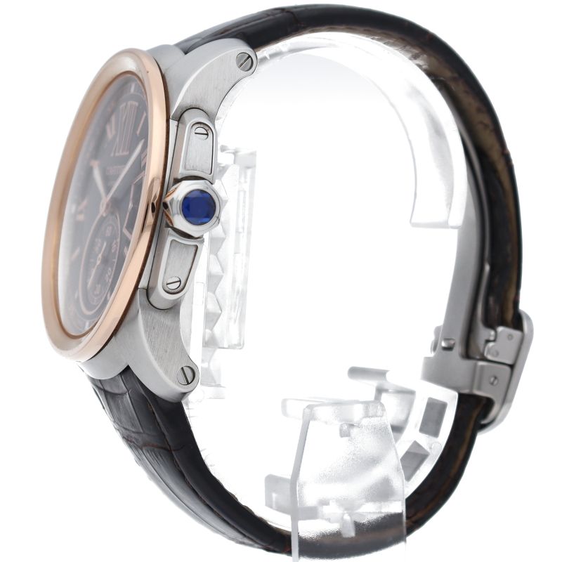 Cartier Caliber de Watch Box 18K Pink Gold SS Leather — view 3