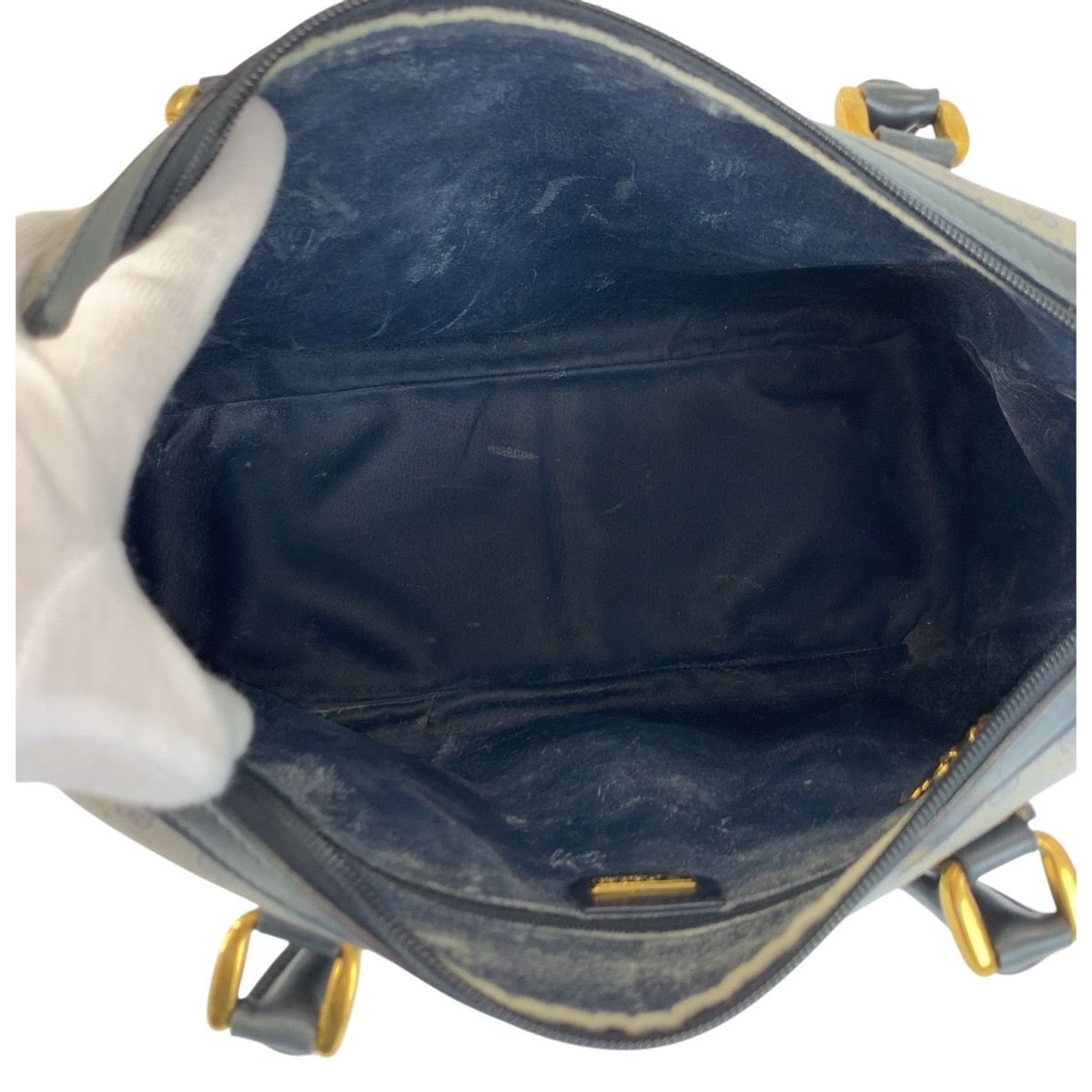 Gucci Vintage Micro GG Gray Navy Gold 002 122 Handbag — view 8