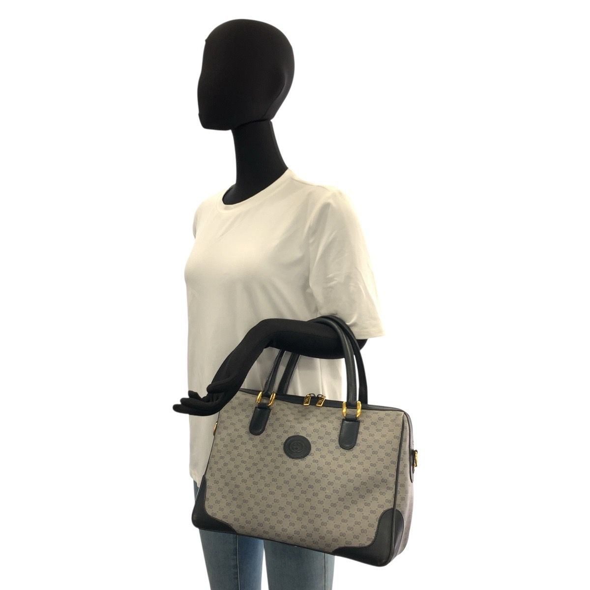 Gucci Vintage Micro GG Gray Navy Gold 002 122 Handbag — view 6