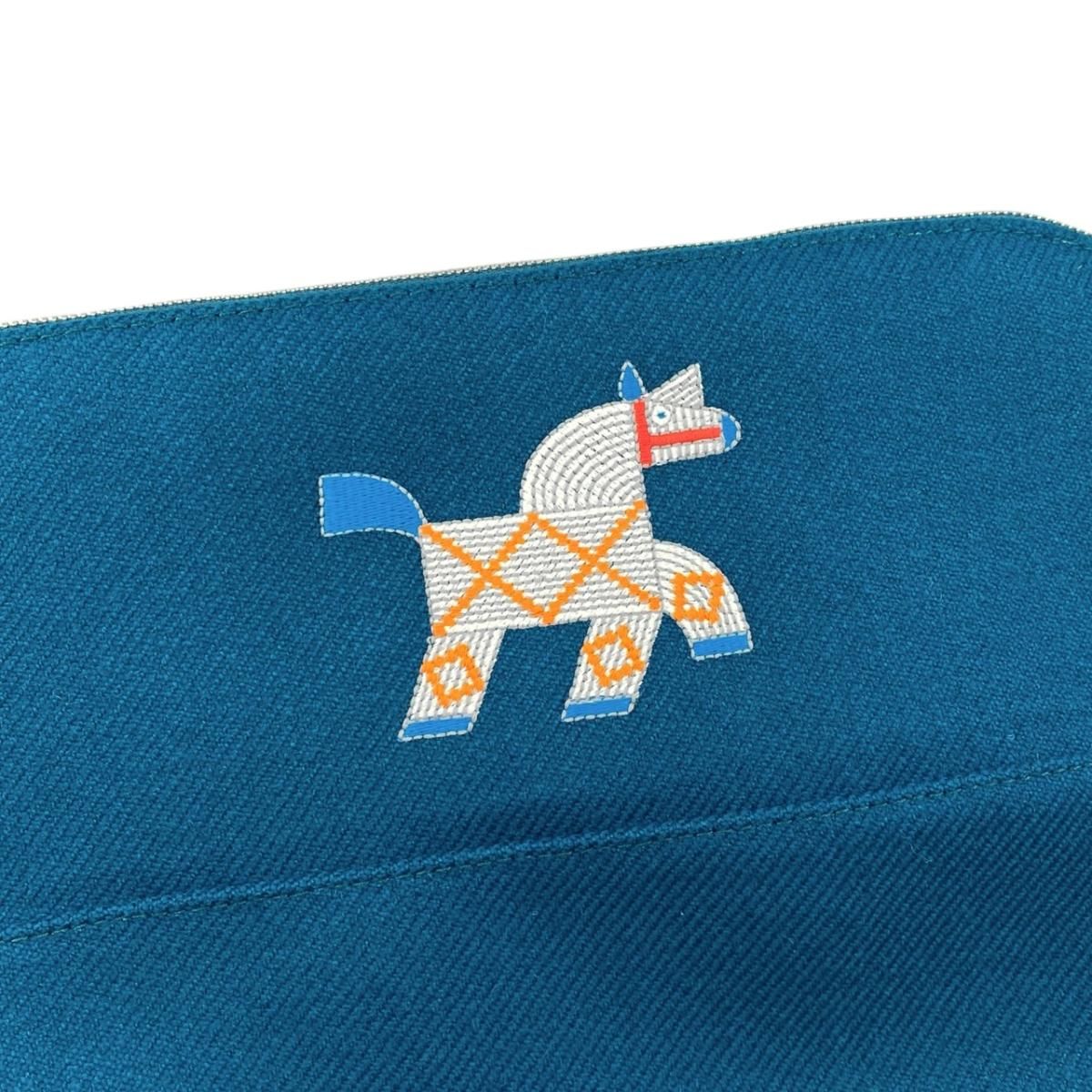 Hermes Pouch Bolide Animo Natte 01 Cotton Blue Pan Bread — view 8