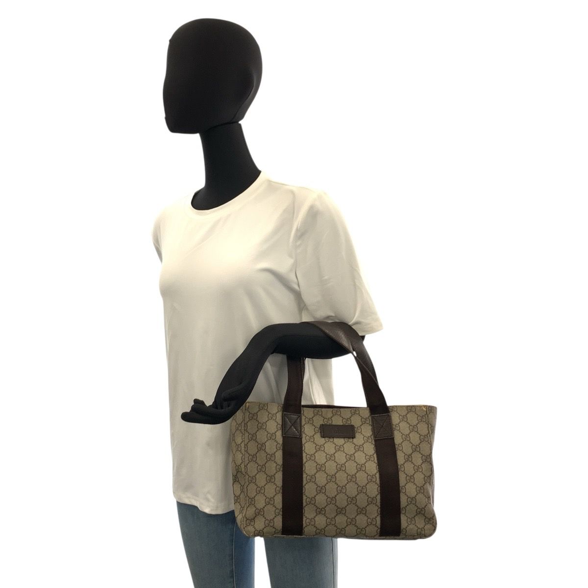Gucci Beige Brown GG Supreme Canvas Tote — view 6