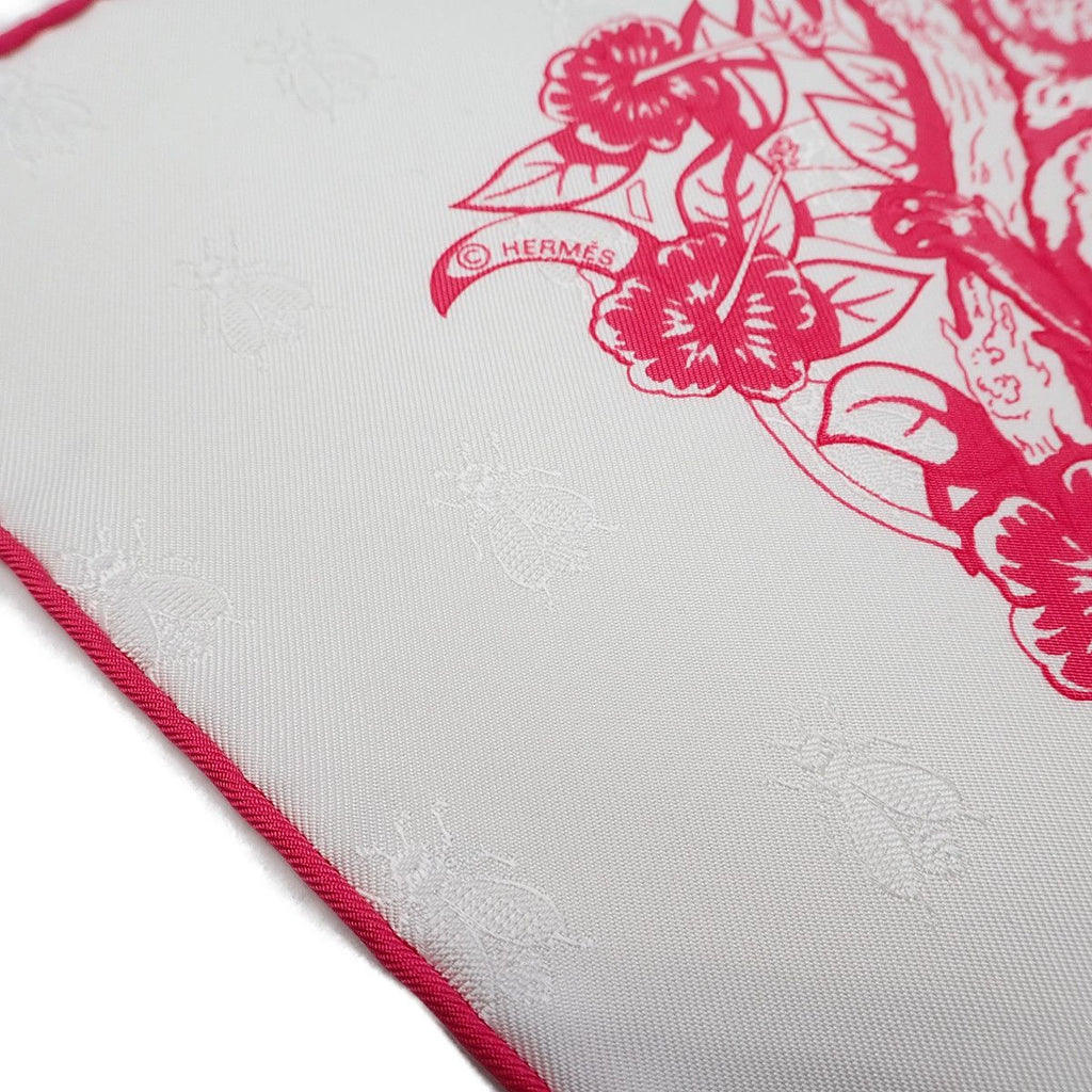 Hermes Carre 90 Jaungle Love Scarf Silk White Pink — view 4