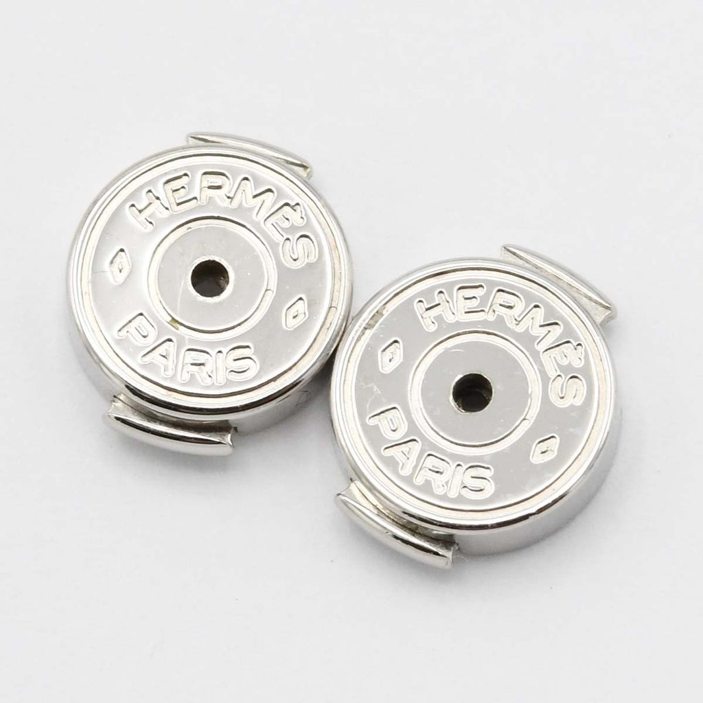 Hermes Earrings Cage de Ash Cube Logo Silver Color Pink X Accessories — view 3