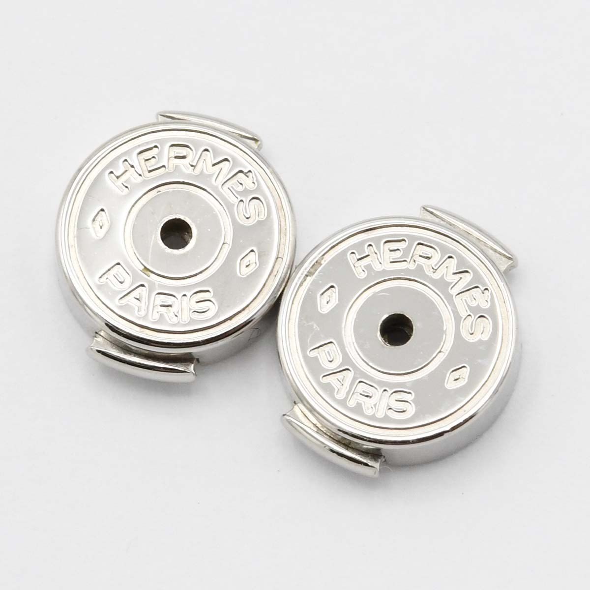 Hermes Earrings Cage de Ash Cube Logo Silver Color Pink X Accessories — view 3