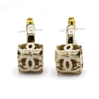 Chanel Earrings CC Logo Hoop Dice Champagne Gold — view 2
