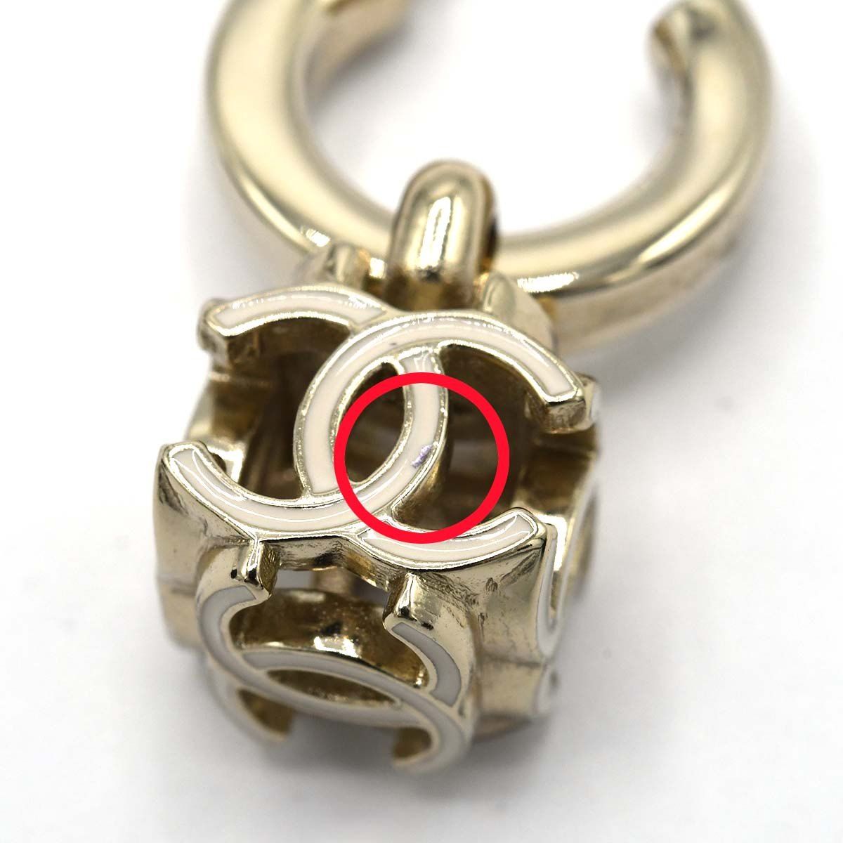 Chanel Earrings CC Logo Hoop Dice Champagne Gold — view 6