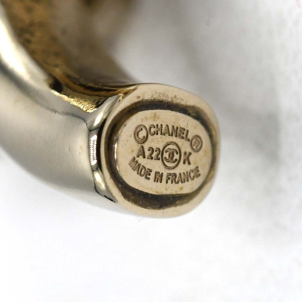 Chanel Earrings CC Logo Hoop Dice Champagne Gold — view 5