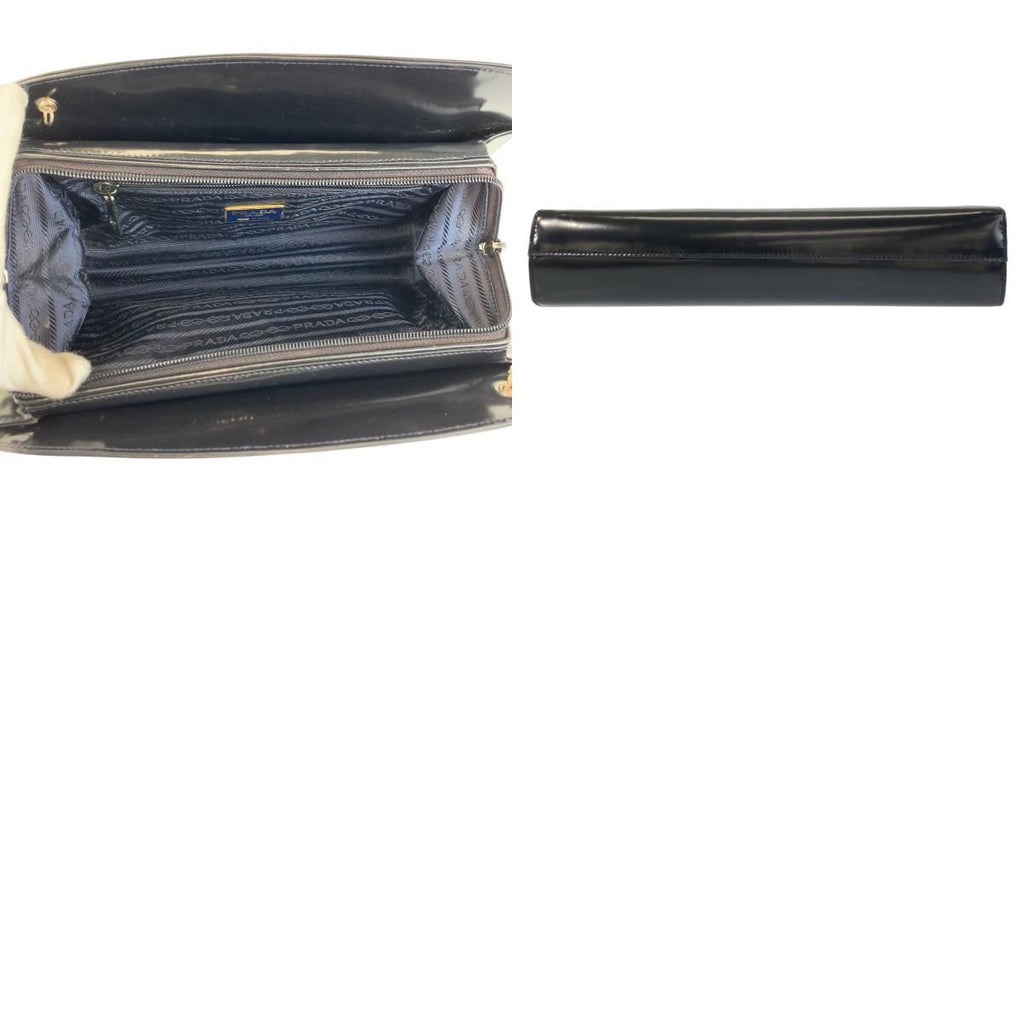 Prada Navy Silver Enamel Chain Shoulder Bag — view 9