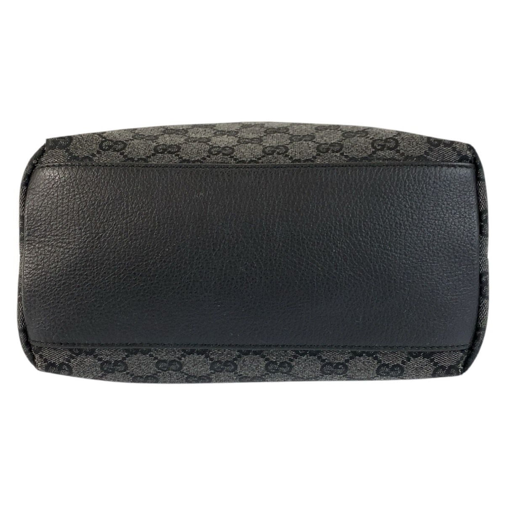 Gucci Black Gold GG Canvas Leather Tote Shoulder Bag — view 9