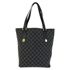 Gucci Black Gold GG Canvas Leather Tote Shoulder Bag — view 2