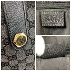 Gucci Black Gold GG Canvas Leather Tote Shoulder Bag — view 3