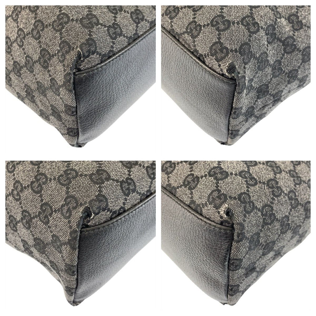 Gucci Black Gold GG Canvas Leather Tote Shoulder Bag — view 4