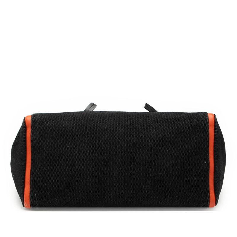 Prada Uverture Black Orange Canvas Leather Tote — view 3