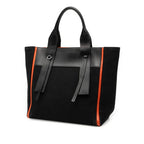 Prada Uverture Black Orange Canvas Leather Tote — view 2