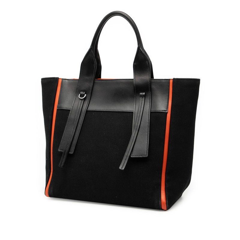 Prada Uverture Black Orange Canvas Leather Tote — view 2