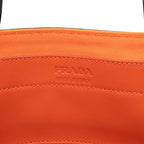 Prada Uverture Black Orange Canvas Leather Tote — view 5