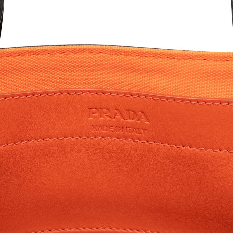 Prada Uverture Black Orange Canvas Leather Tote — view 5