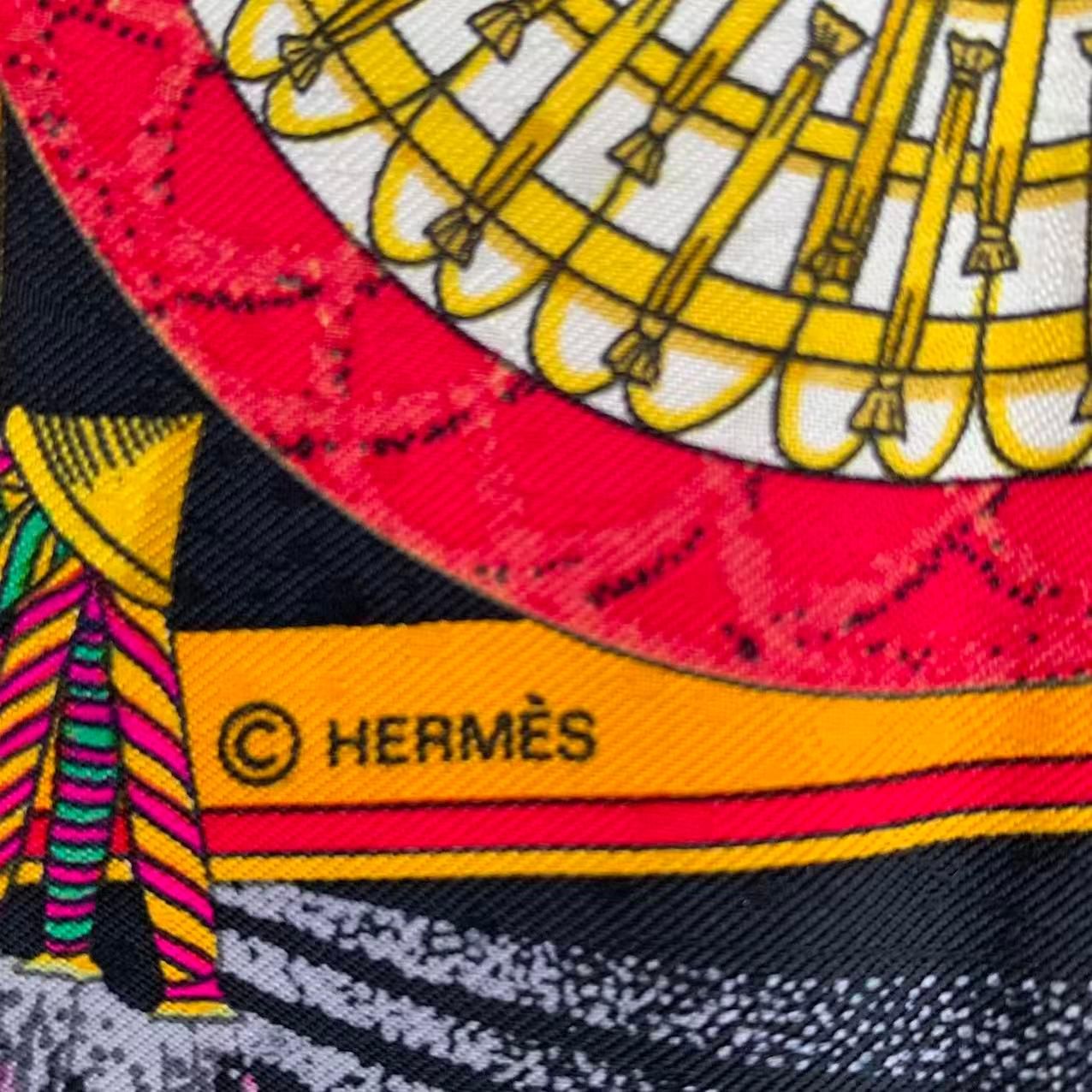 Hermes Scarf Silk Carre 90 Feux D'artifice Black — view 6