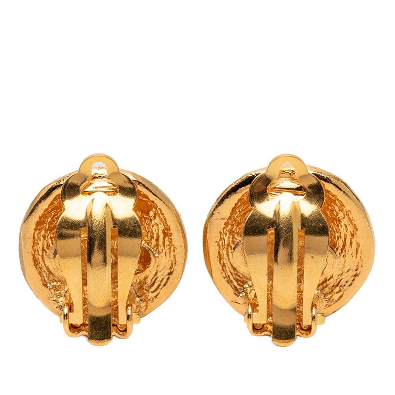 Chanel CC Logo Rue Cambon Paris Gold Plated Earrings — view 2