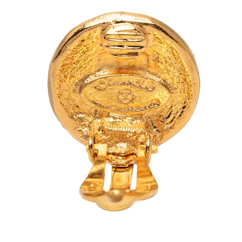 Chanel CC Logo Rue Cambon Paris Gold Plated Earrings — view 3