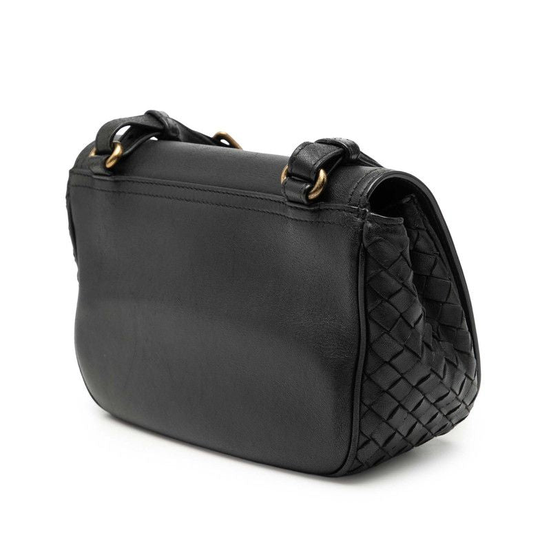 Bottega Veneta Intrecciato Crossbody Shoulder Bag Black Leather — view 2