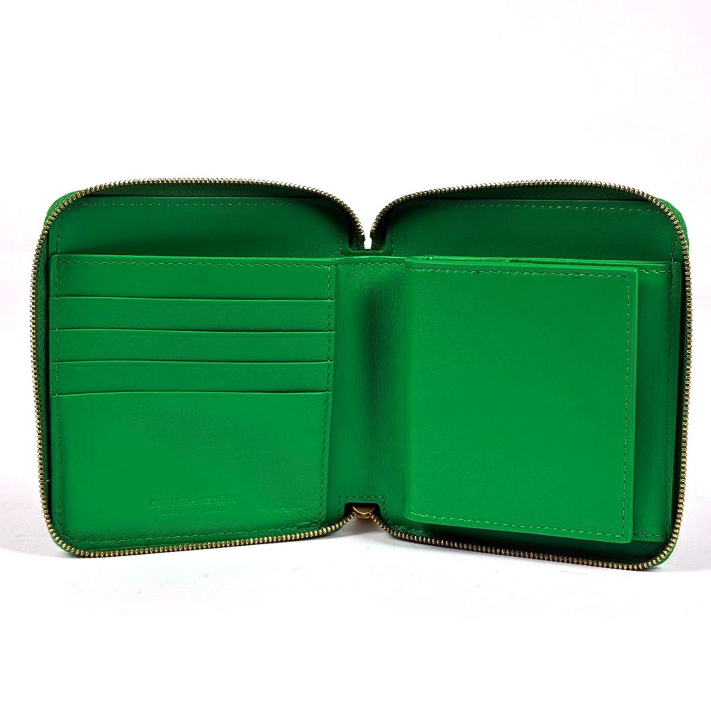 Bottega Veneta Intrecciato Wallet Zip Around Bifold Leather Green — view 7