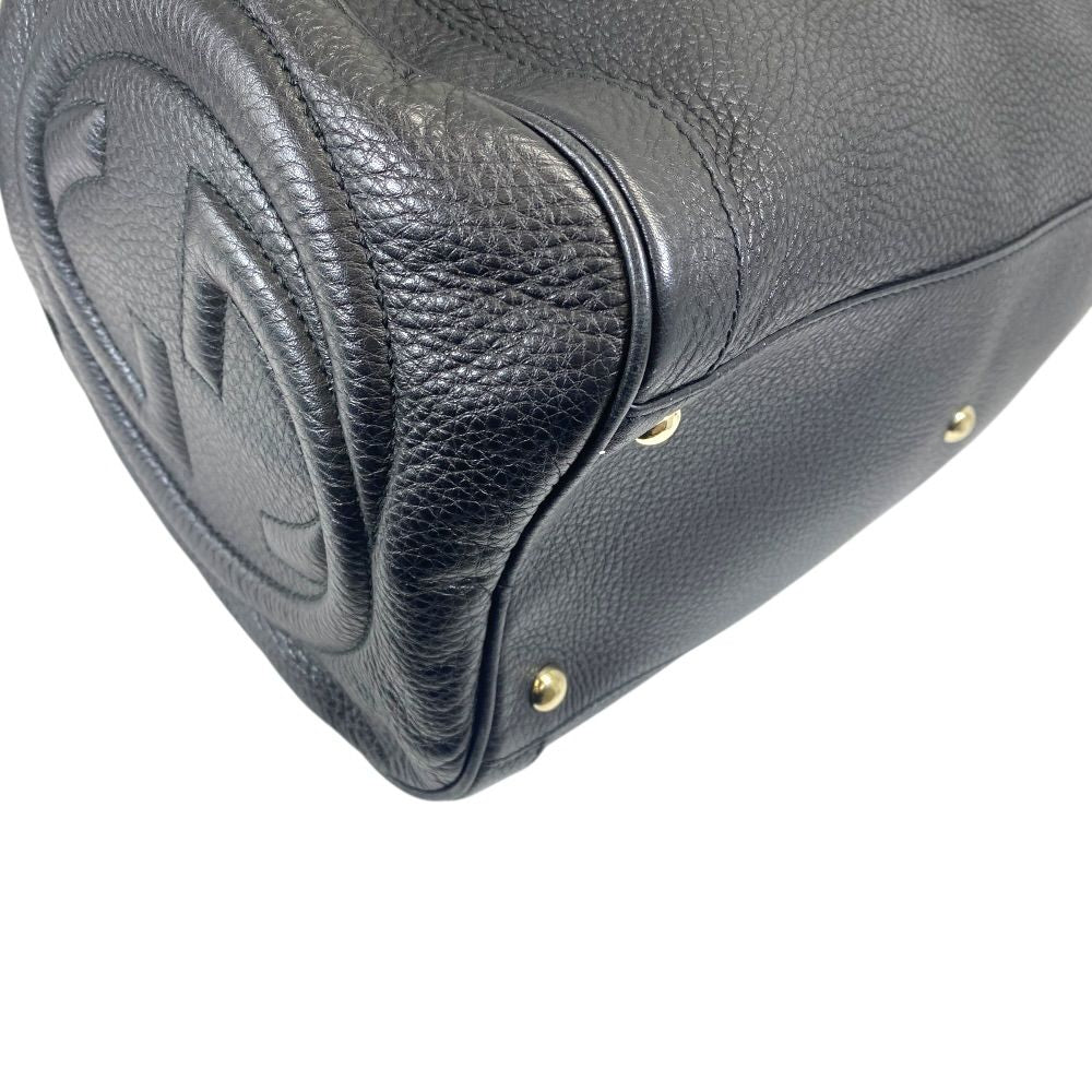 Gucci Soho Leather Mini Boston Bag Interlocking GG Logo Black — view 3