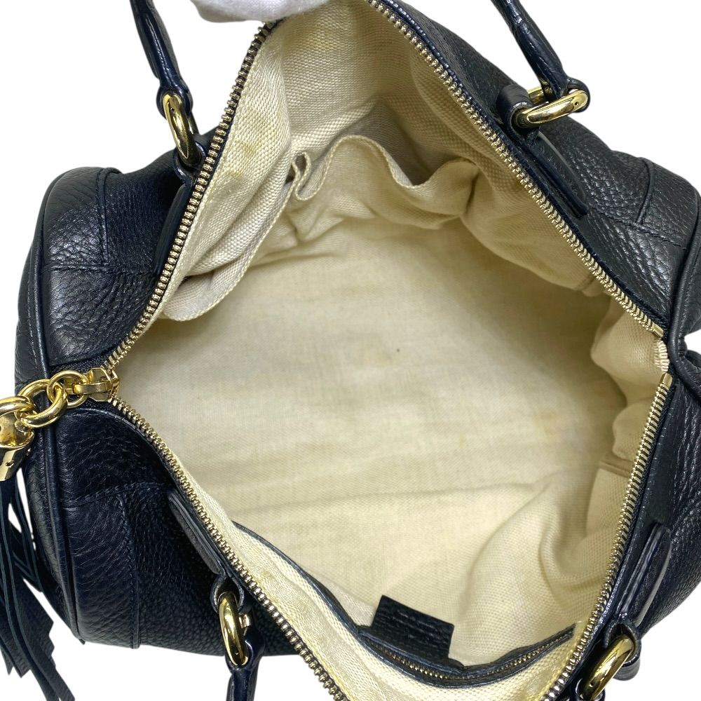 Gucci Soho Leather Mini Boston Bag Interlocking GG Logo Black — view 5