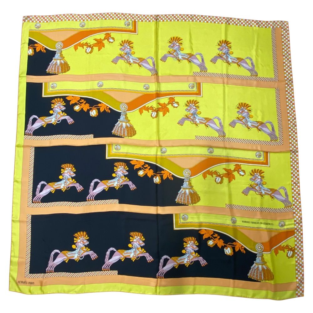 Hermes Scarf Carre 140 Large Shawl Harnais Francais en Sequences Horse Tack — view 2