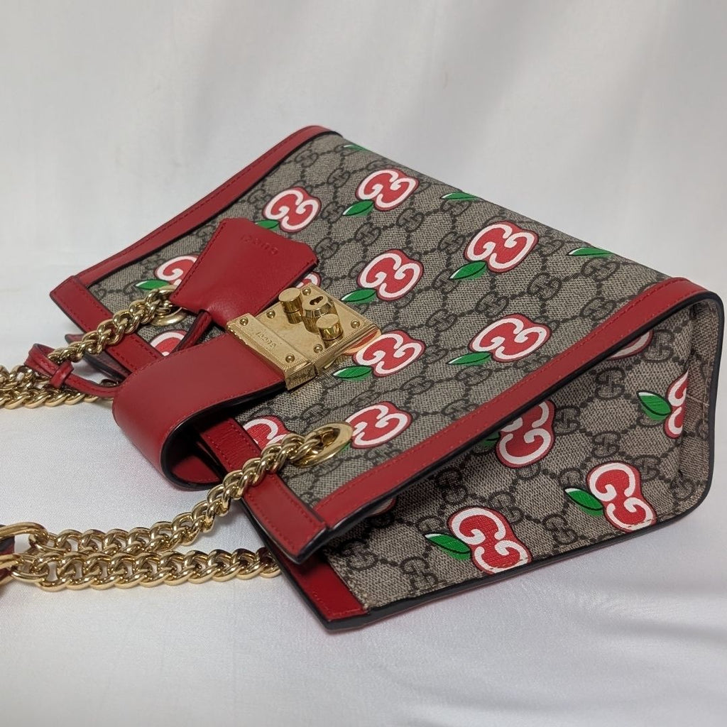 Gucci GG Supreme Apple Padlock Chain Shoulder Bag — view 4