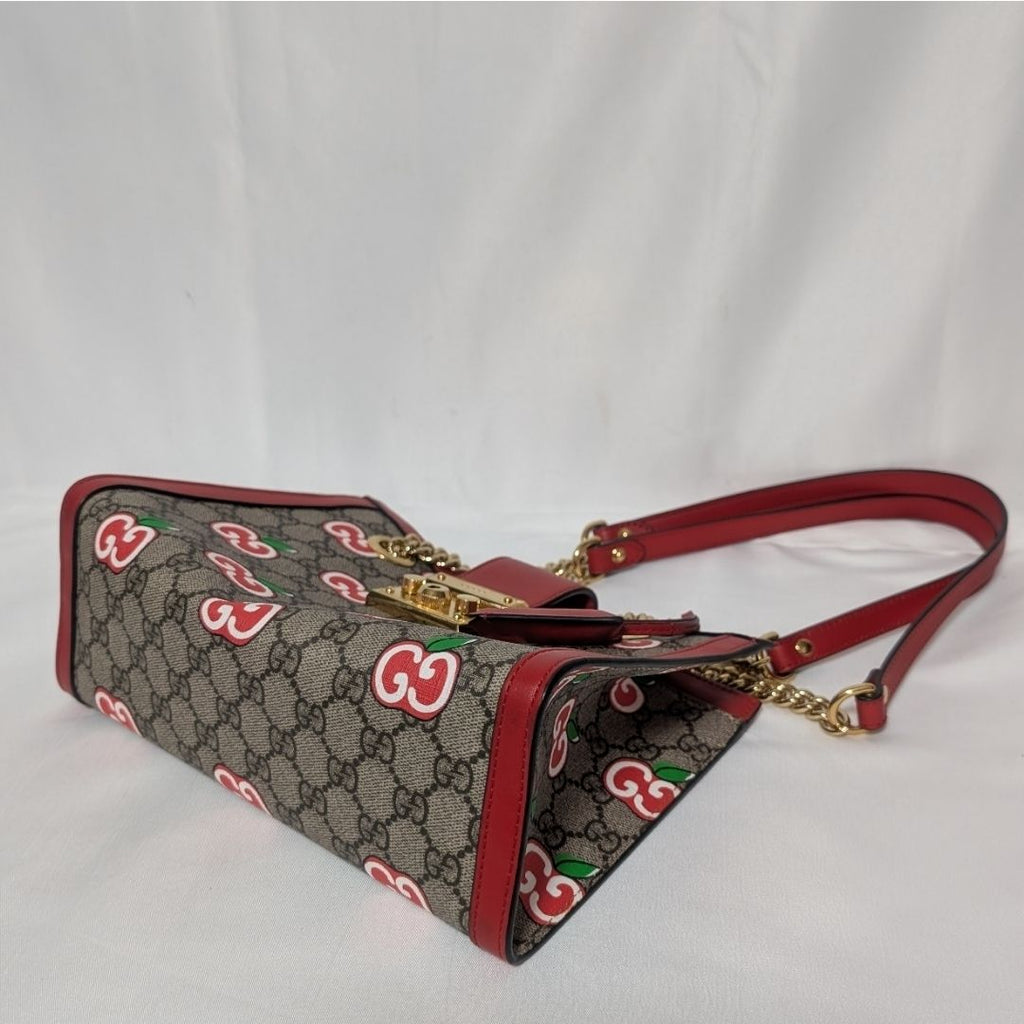 Gucci GG Supreme Apple Padlock Chain Shoulder Bag — view 3