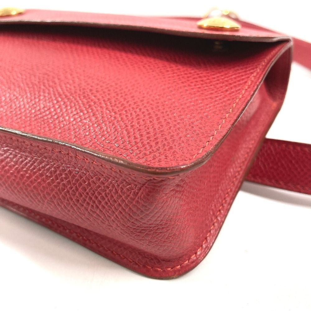 Hermes Belt Bag Pochette Green Leather Red X — view 5