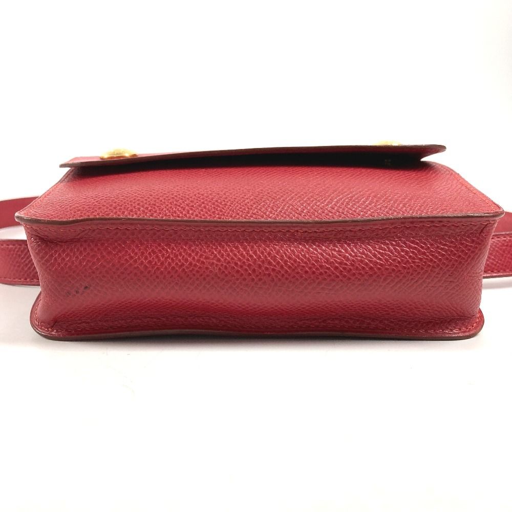 Hermes Belt Bag Pochette Green Leather Red X — view 4
