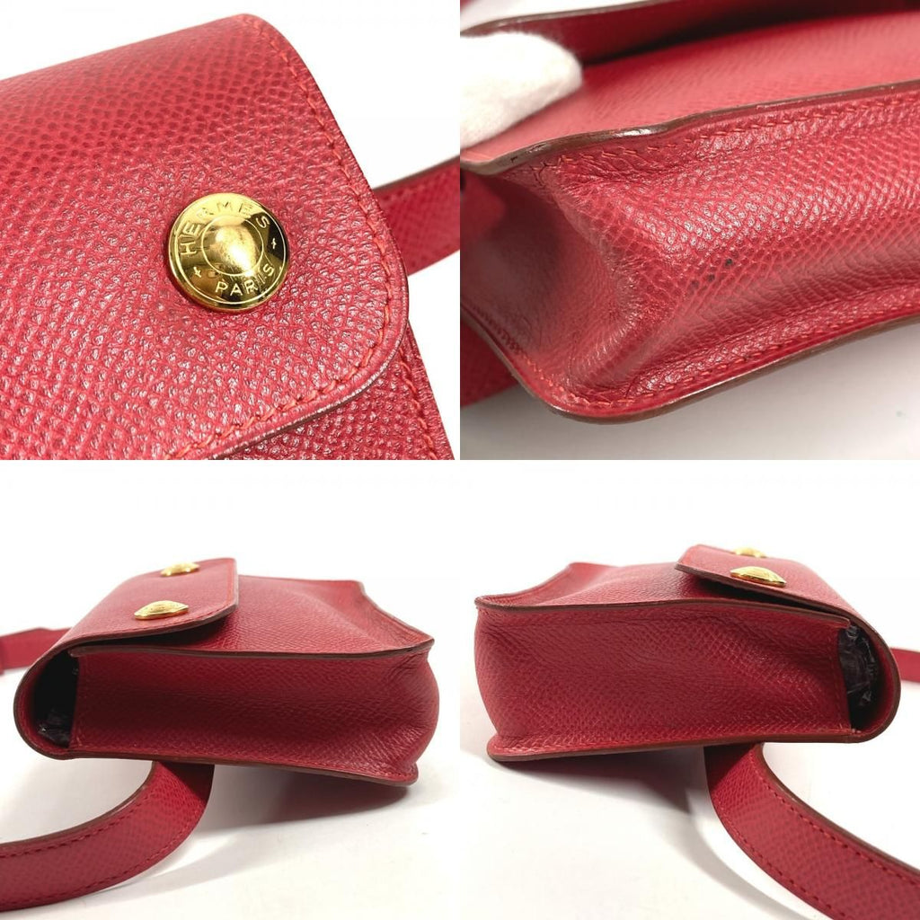 Hermes Belt Bag Pochette Green Leather Red X — view 7