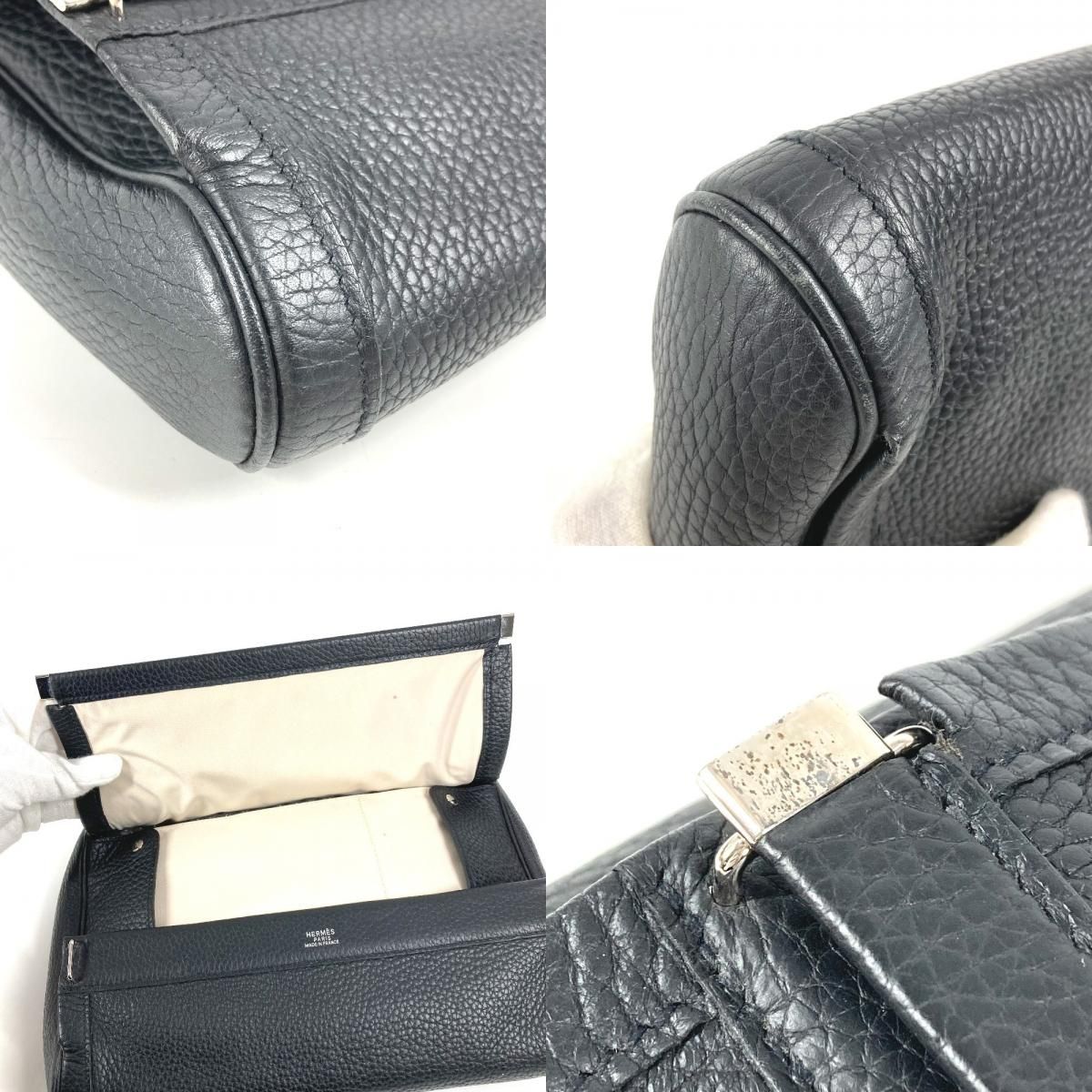 Hermes Clutch Equi Leather Black X — view 7